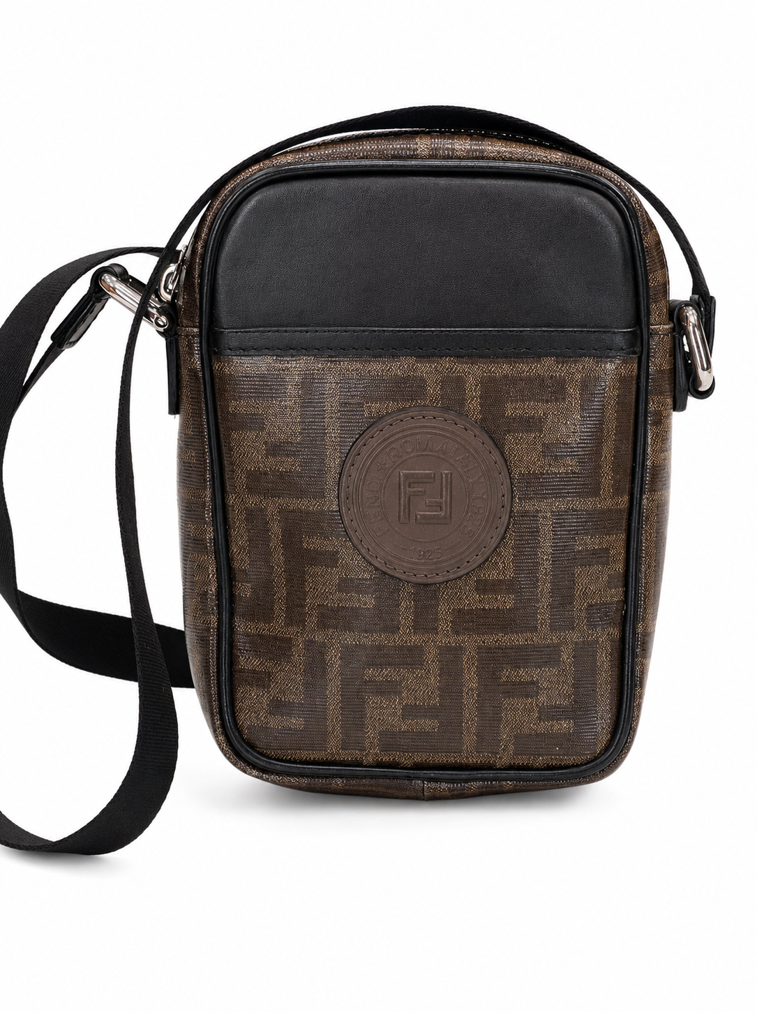 Fendi Zucca FF Coated Canvas Vertical Crossbody Bag