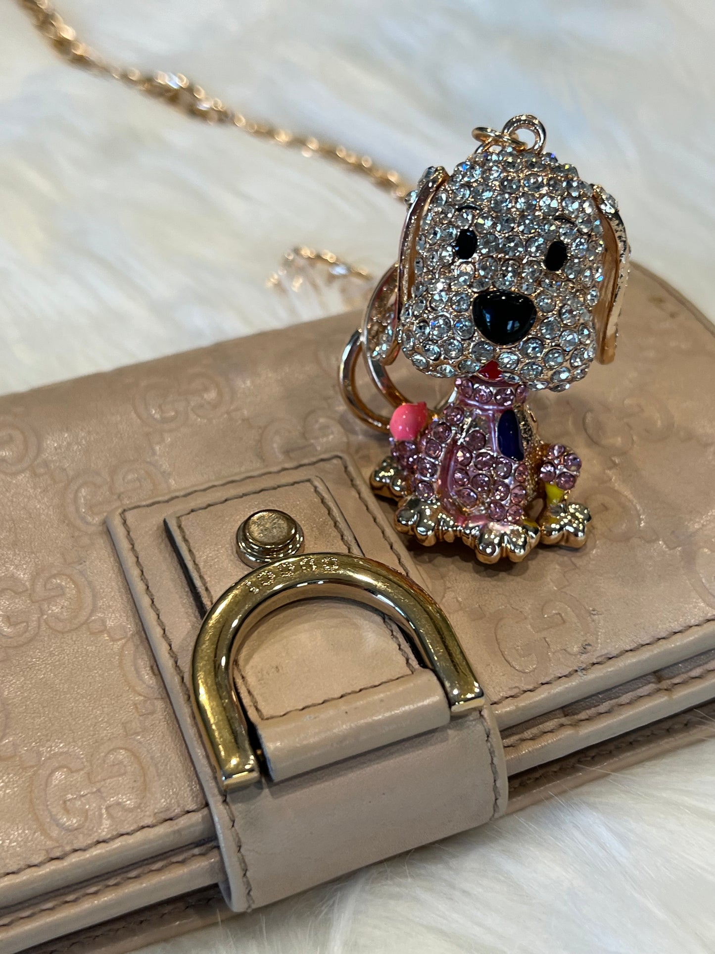 Bling Puppy Purse Charm - Crystal Rhinestone Keychains