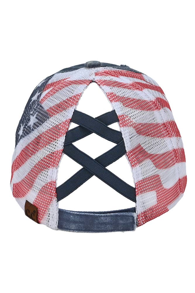 C.C American Flag Mesh Back Trucker Hat Pony Cap