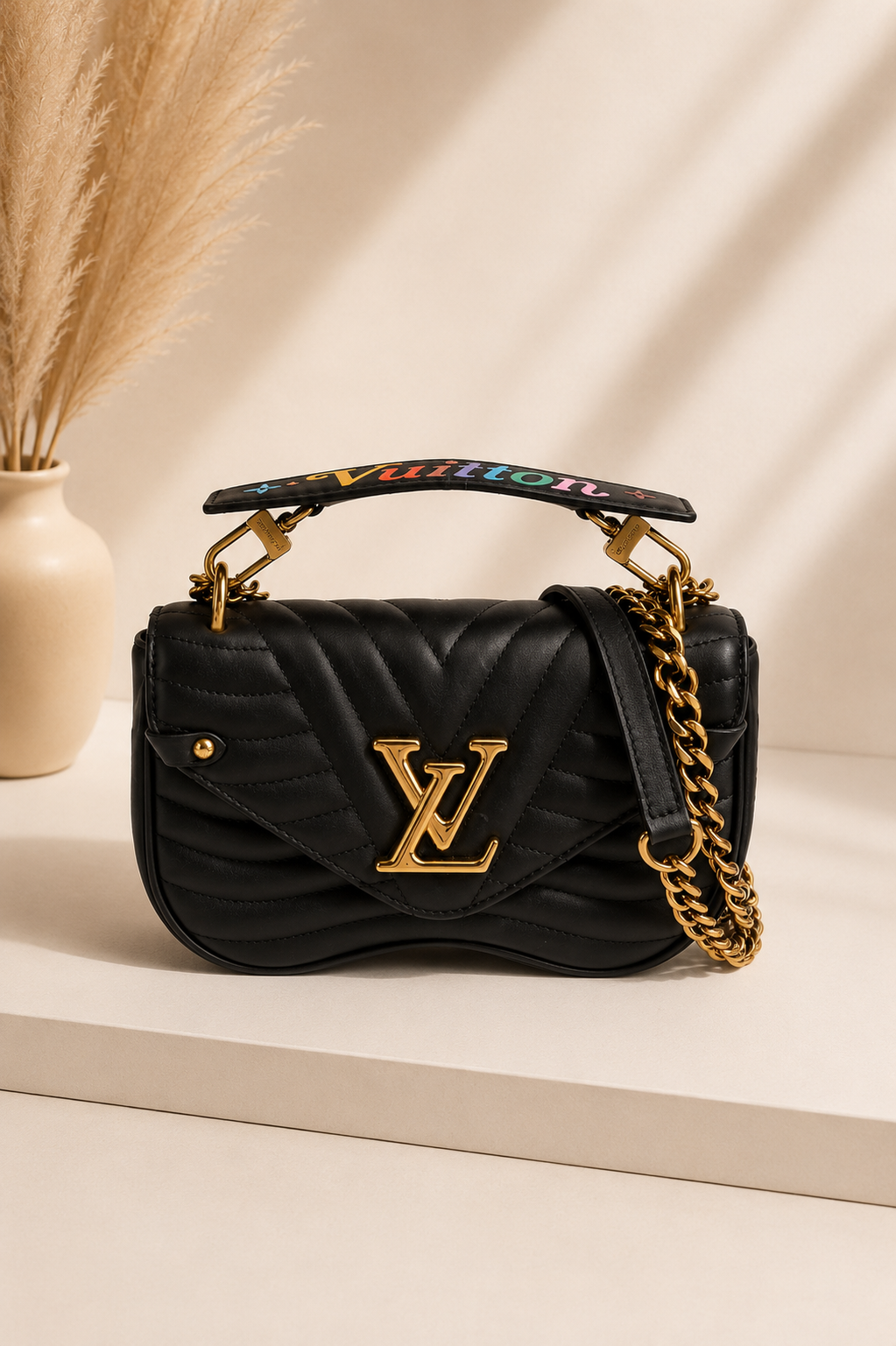 Louis Vuitton New Wave PM Chain Bag Black Leather