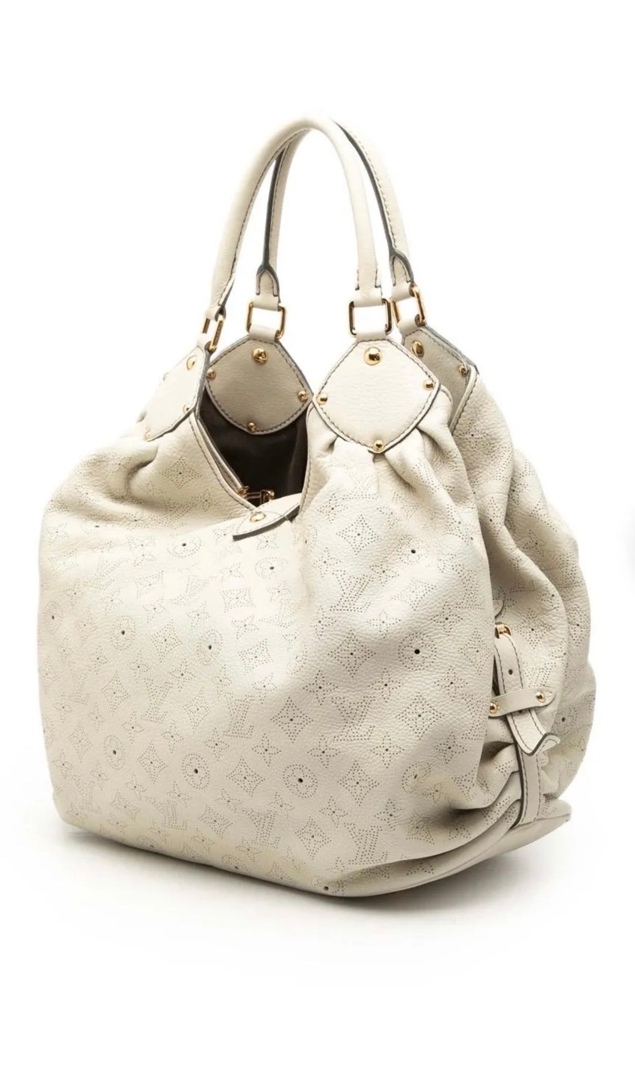 Louis Vuitton Mahina XL GM Magnolia Perforated Leather Hobo Bag