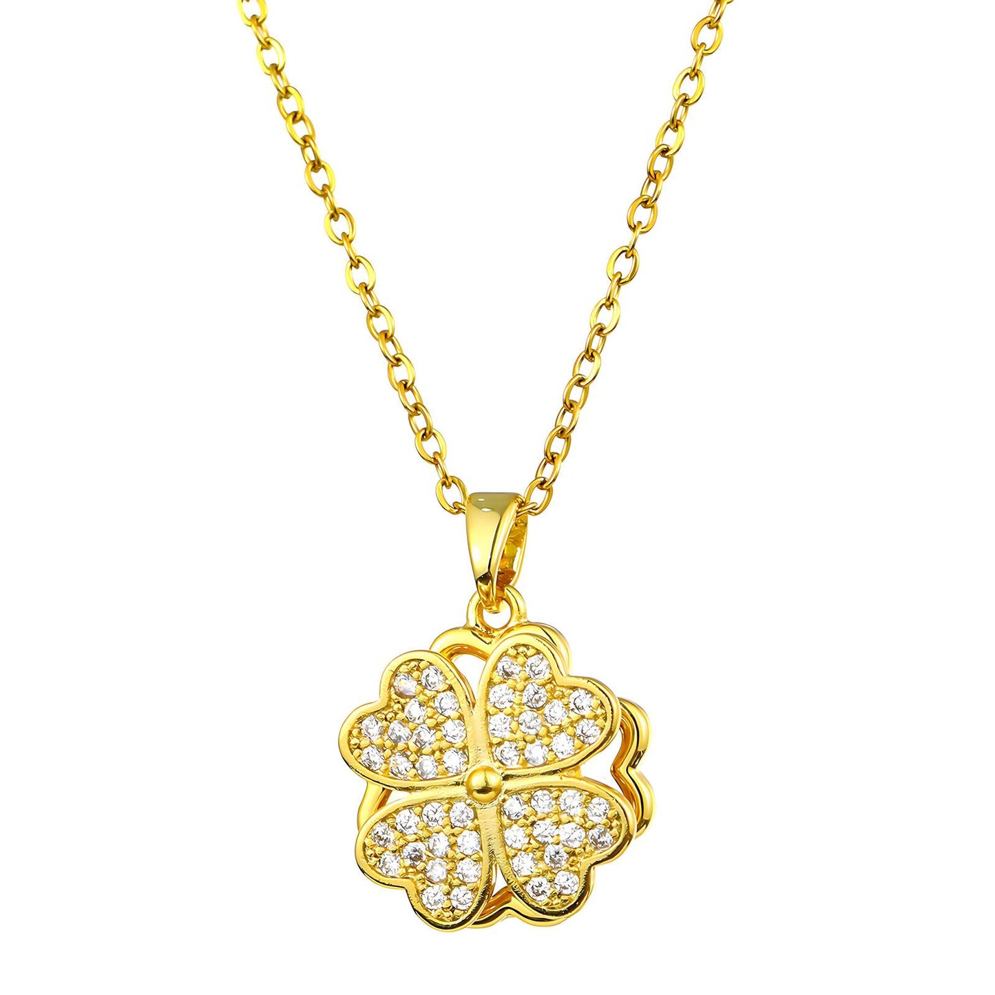 Everluck Spinning Clover Necklace