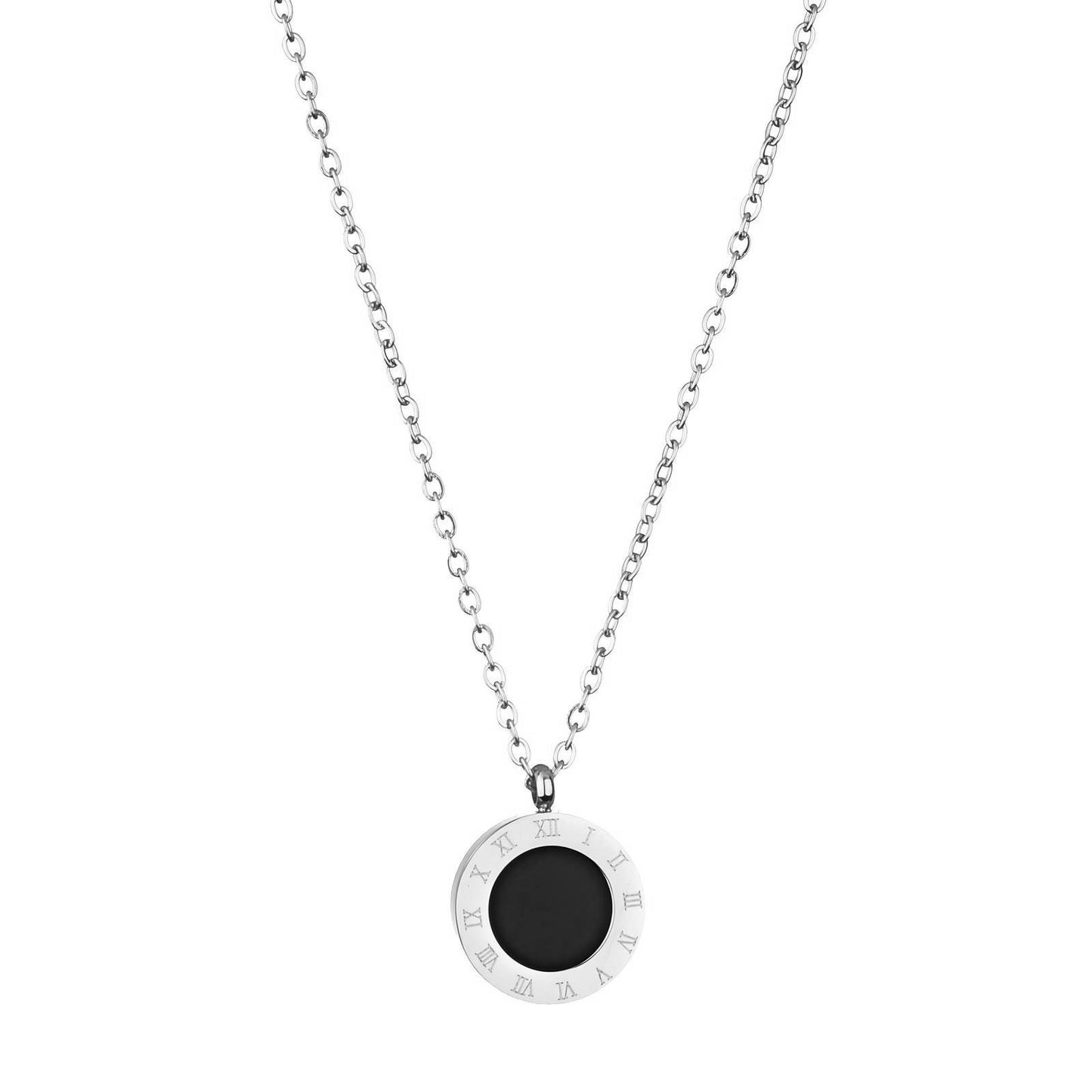Midnight Roman Eclipse Necklace (Silver)