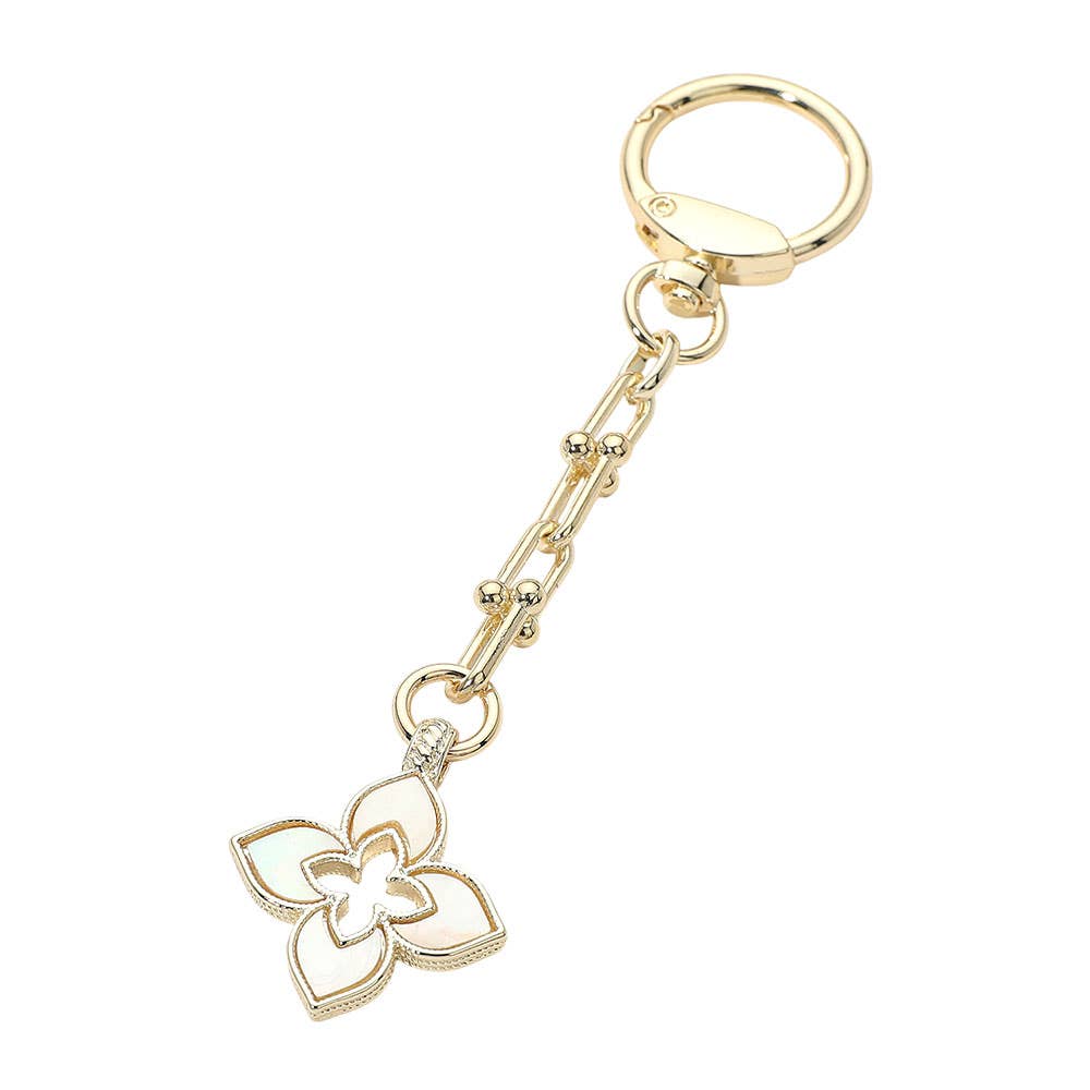 Mother of Pearl Flower Bag Charm & Keychain