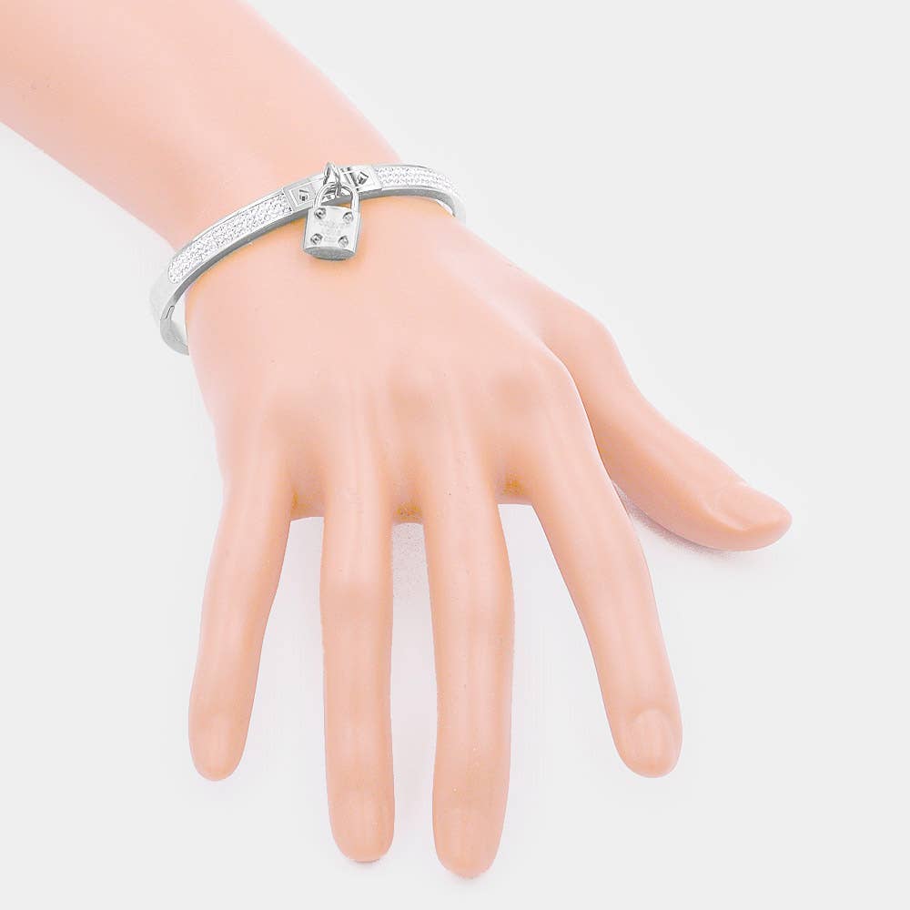 Forever Love Pavé Lock Bangle Bracelet