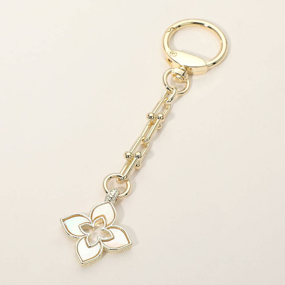 Mother of Pearl Flower Bag Charm & Keychain