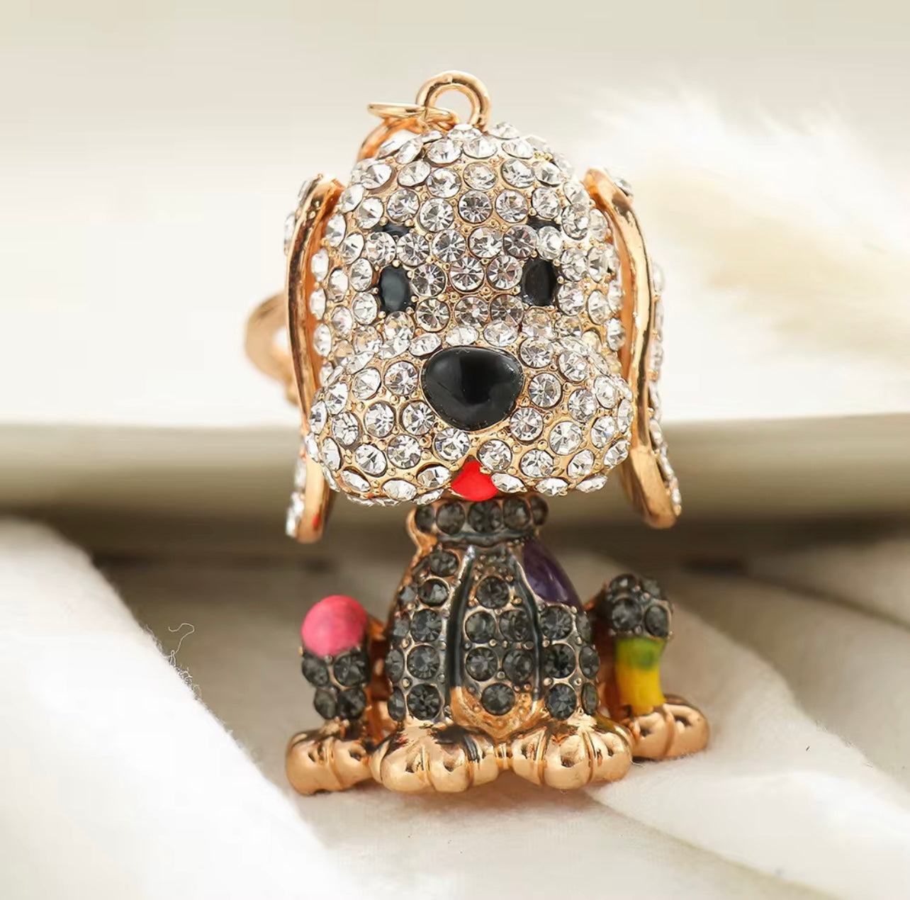 Bling Puppy Purse Charm - Crystal Rhinestone Keychains
