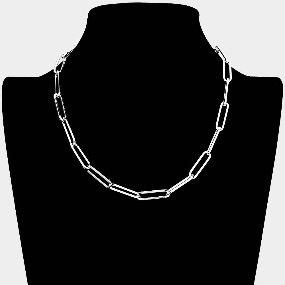 Open Oval Link Necklace | Gold or Matte Silver