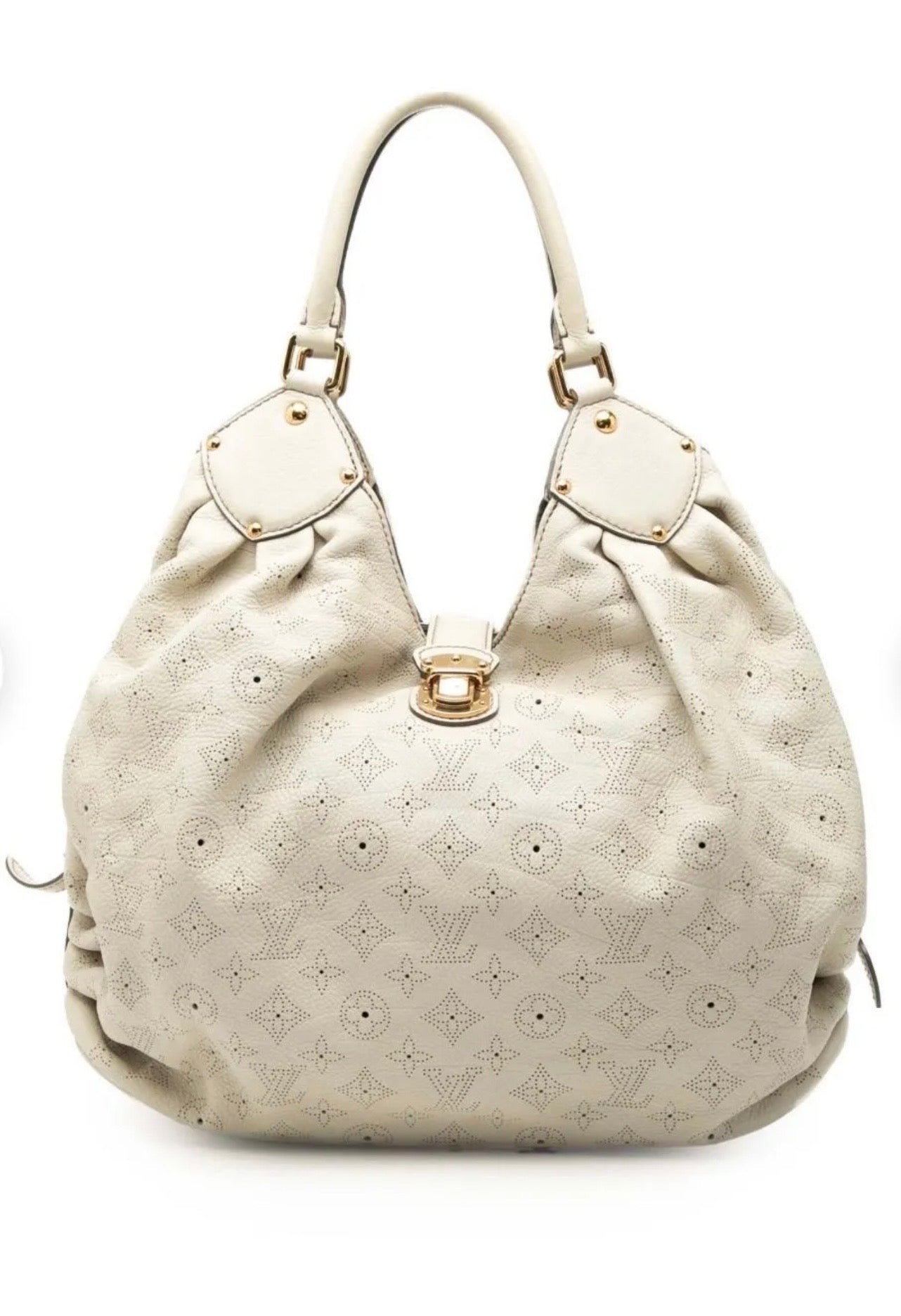 Louis Vuitton Mahina XL GM Magnolia Perforated Leather Hobo Bag