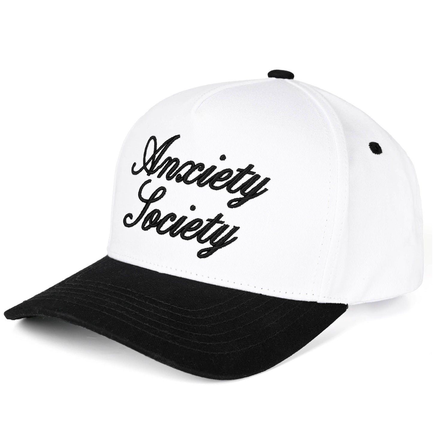 C.C ANXIETY SOCIETY Embroidered Letter Two Tone Trucker Hat