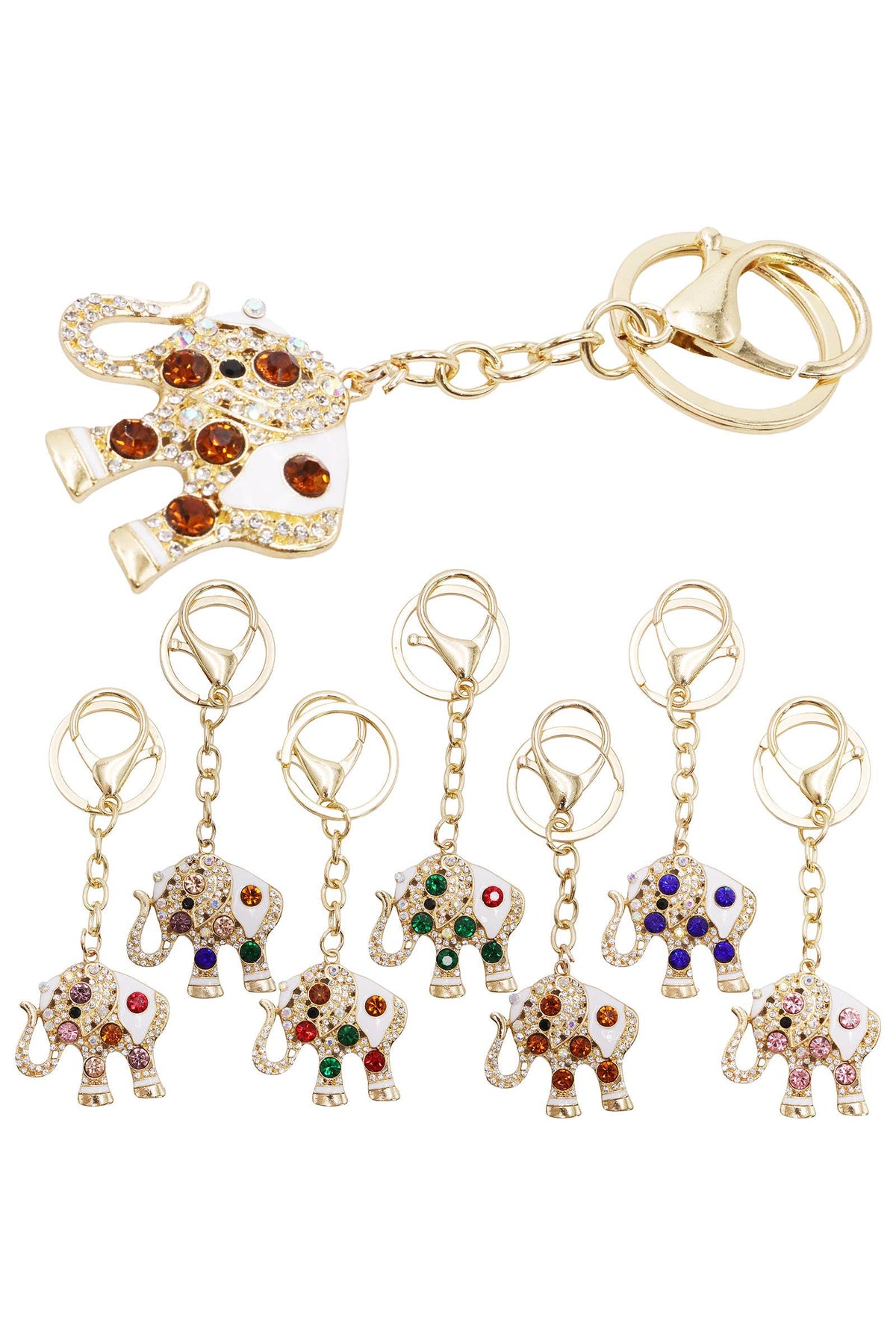 Lucky Ethnic Elephant Rhinestone Key Chain