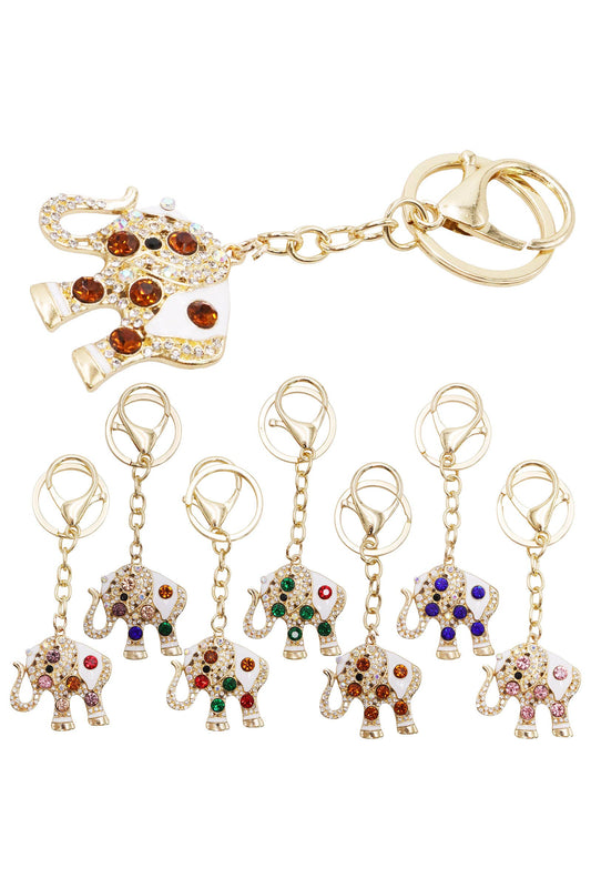 Lucky Ethnic Elephant Rhinestone Key Chain
