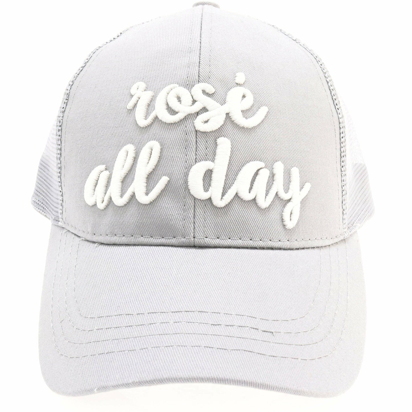 Rose All Day Embroidered High Ponytail Ball Cap
