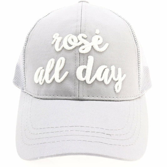 Rose All Day Embroidered High Ponytail Ball Cap