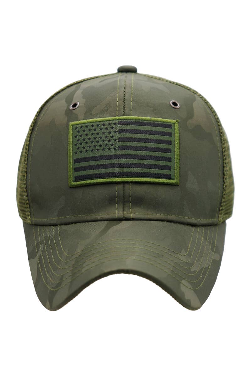 American Flag Camo Mesh Trucker Hat