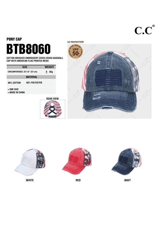 C.C American Flag Mesh Back Trucker Hat Pony Cap