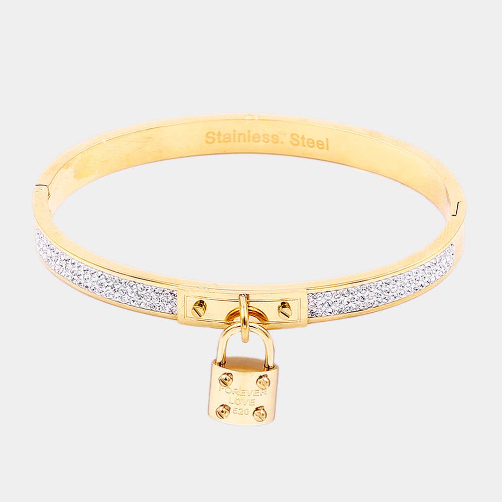 Forever Love Pavé Lock Bangle Bracelet