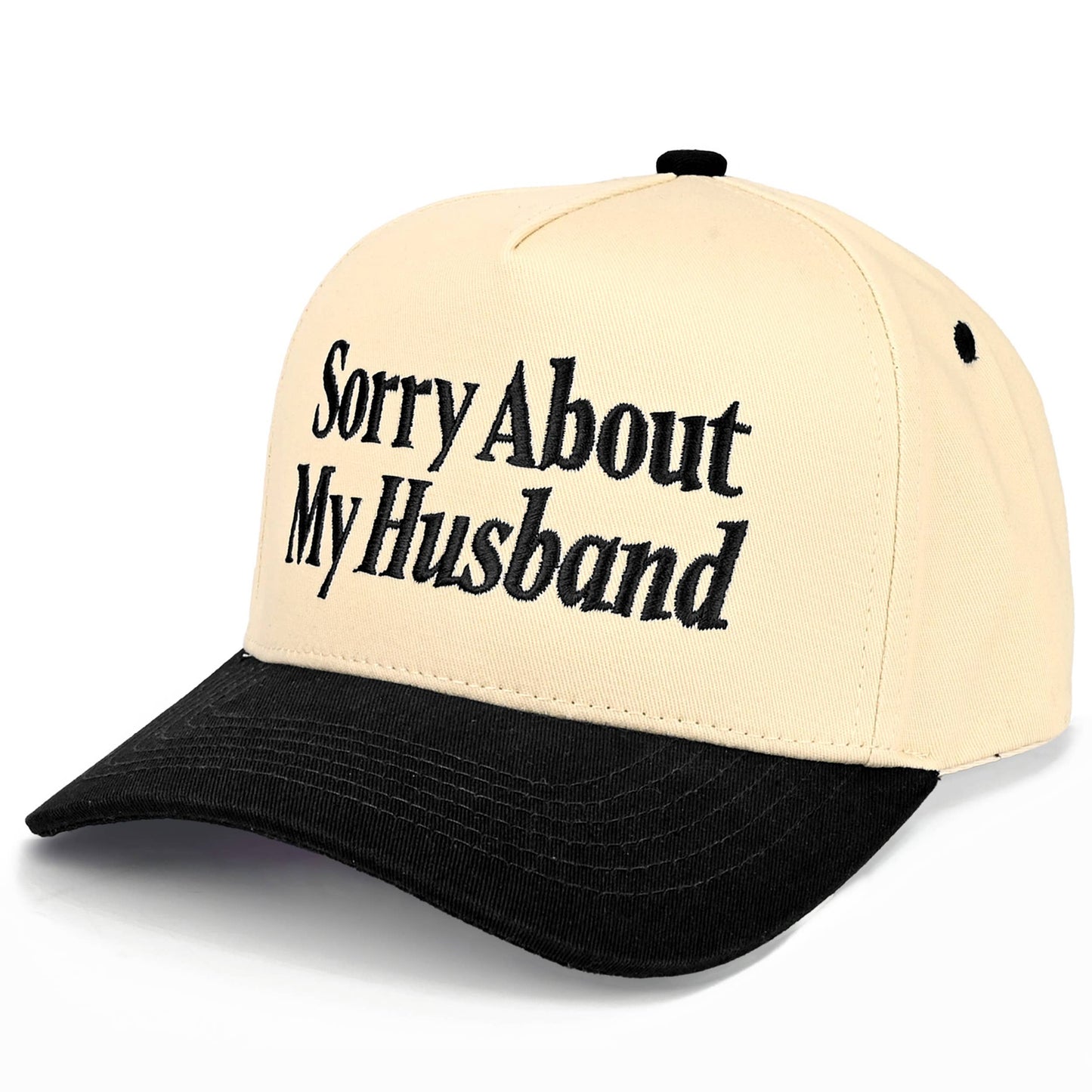 C.C SORRY ABOUT MY HUSBAND Letter Two Tone Trucker Hat