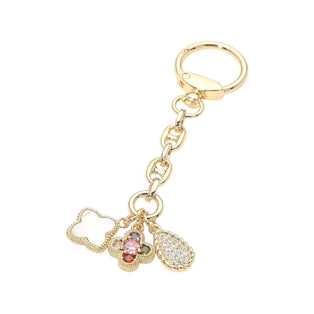 Mother of Pearl Floral Bag Charm & Keychain