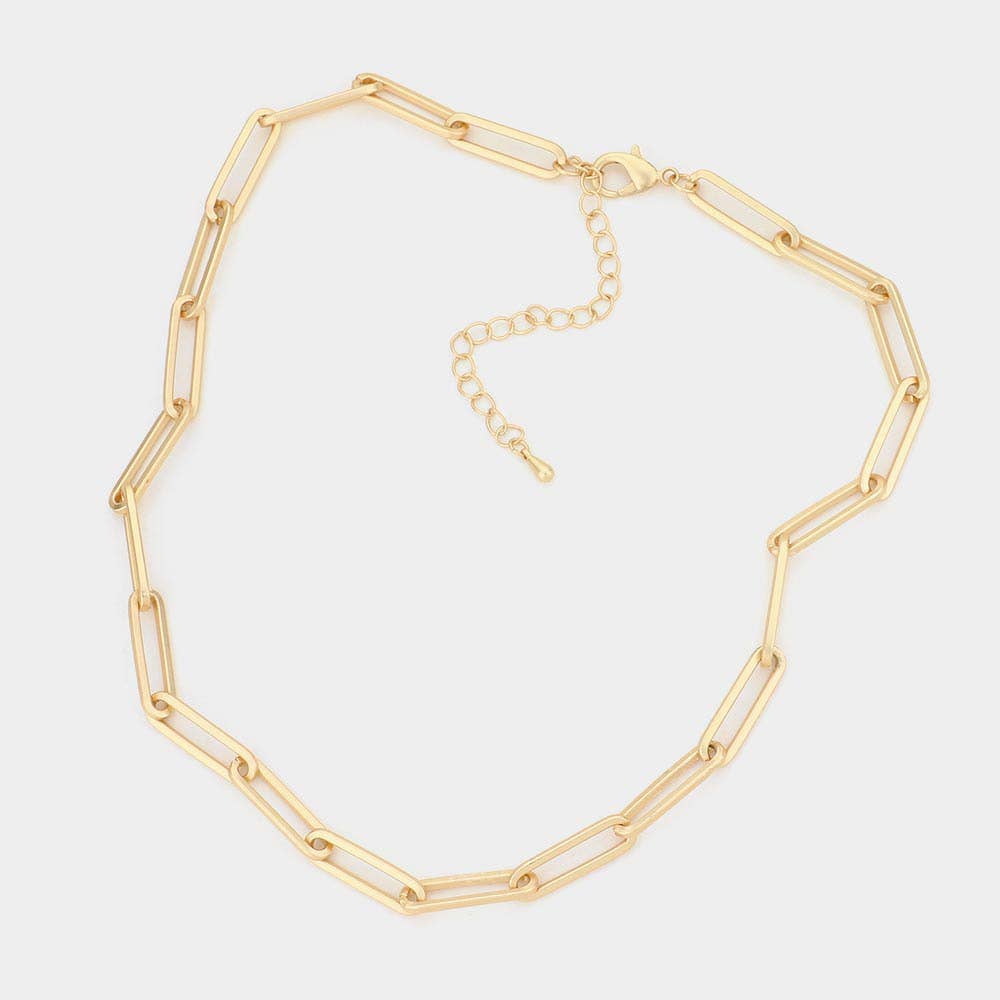 Open Oval Link Necklace | Gold or Matte Silver