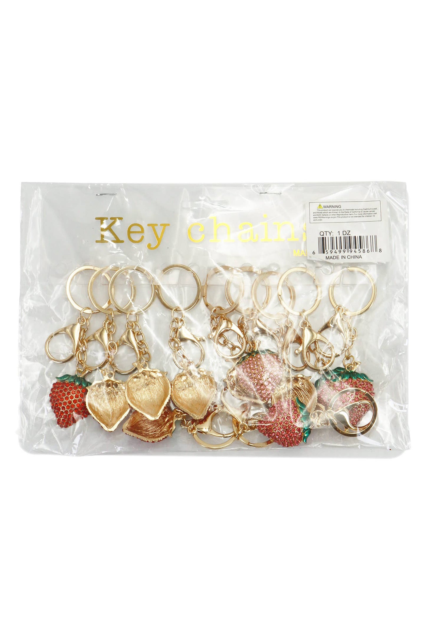 Bling Rhinestone Strawberry Key Chain