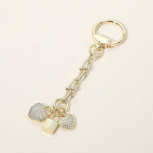Pavé Heart & Lock Bag Charm Keychain