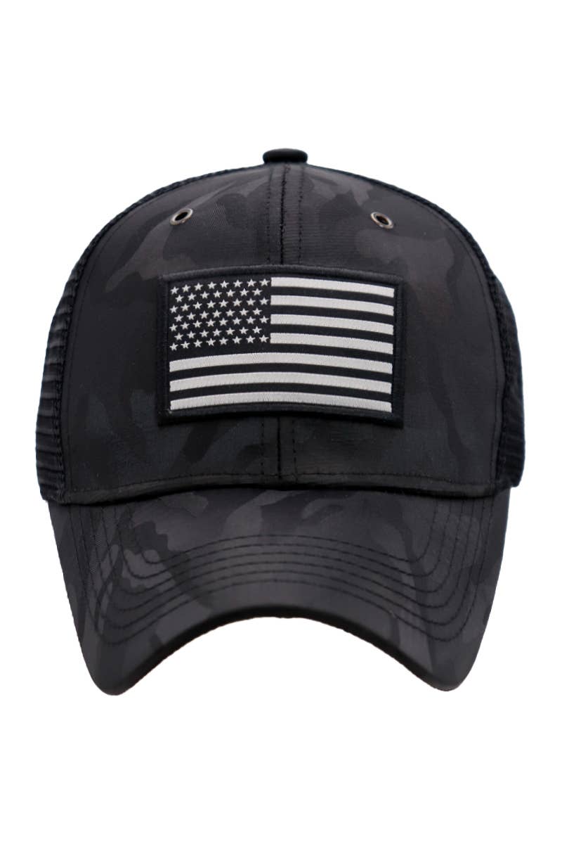 American Flag Camo Mesh Trucker Hat