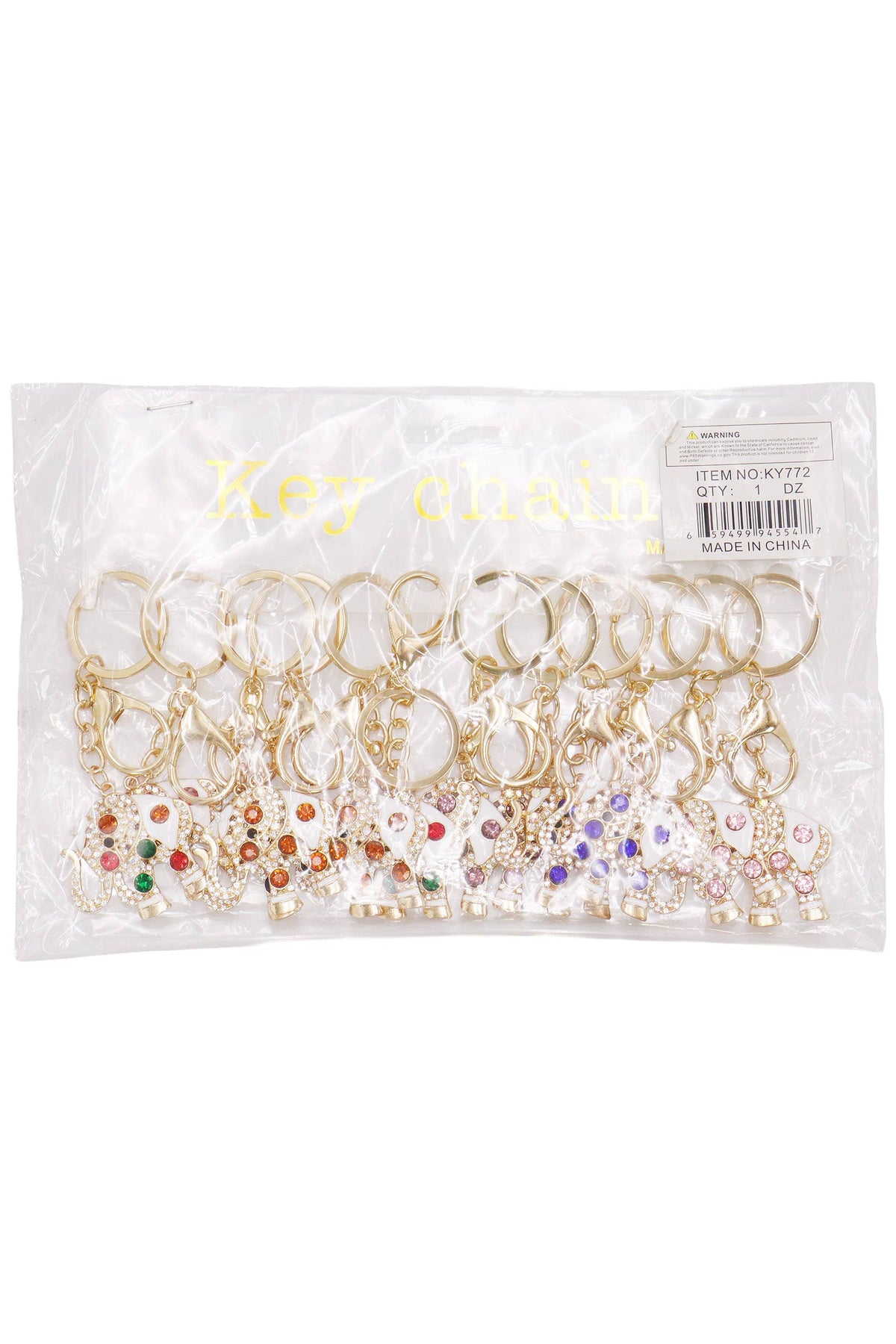 Lucky Ethnic Elephant Rhinestone Key Chain