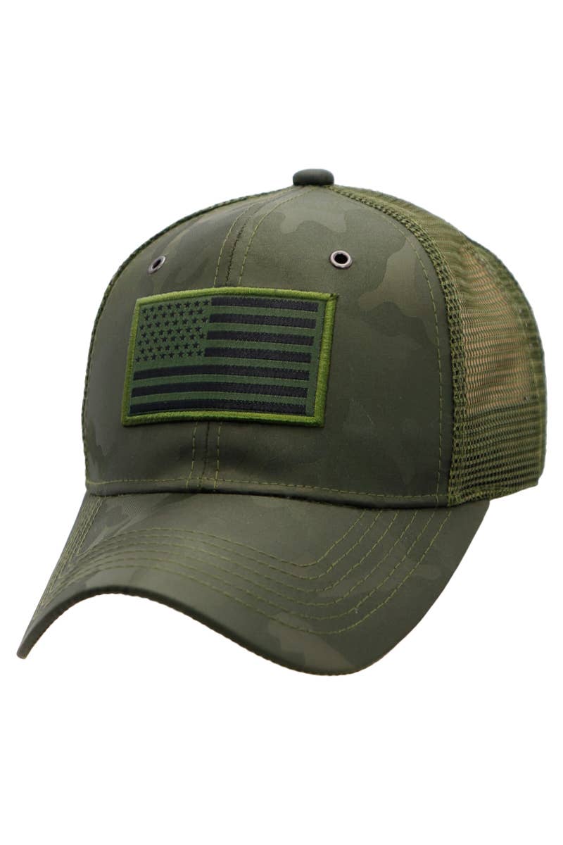 American Flag Camo Mesh Trucker Hat