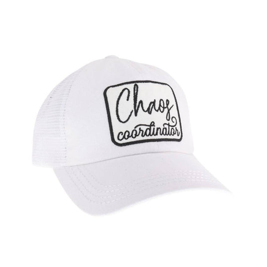 Chaos Coordinator Trucker Hat – Embroidered High Pony Criss Cross