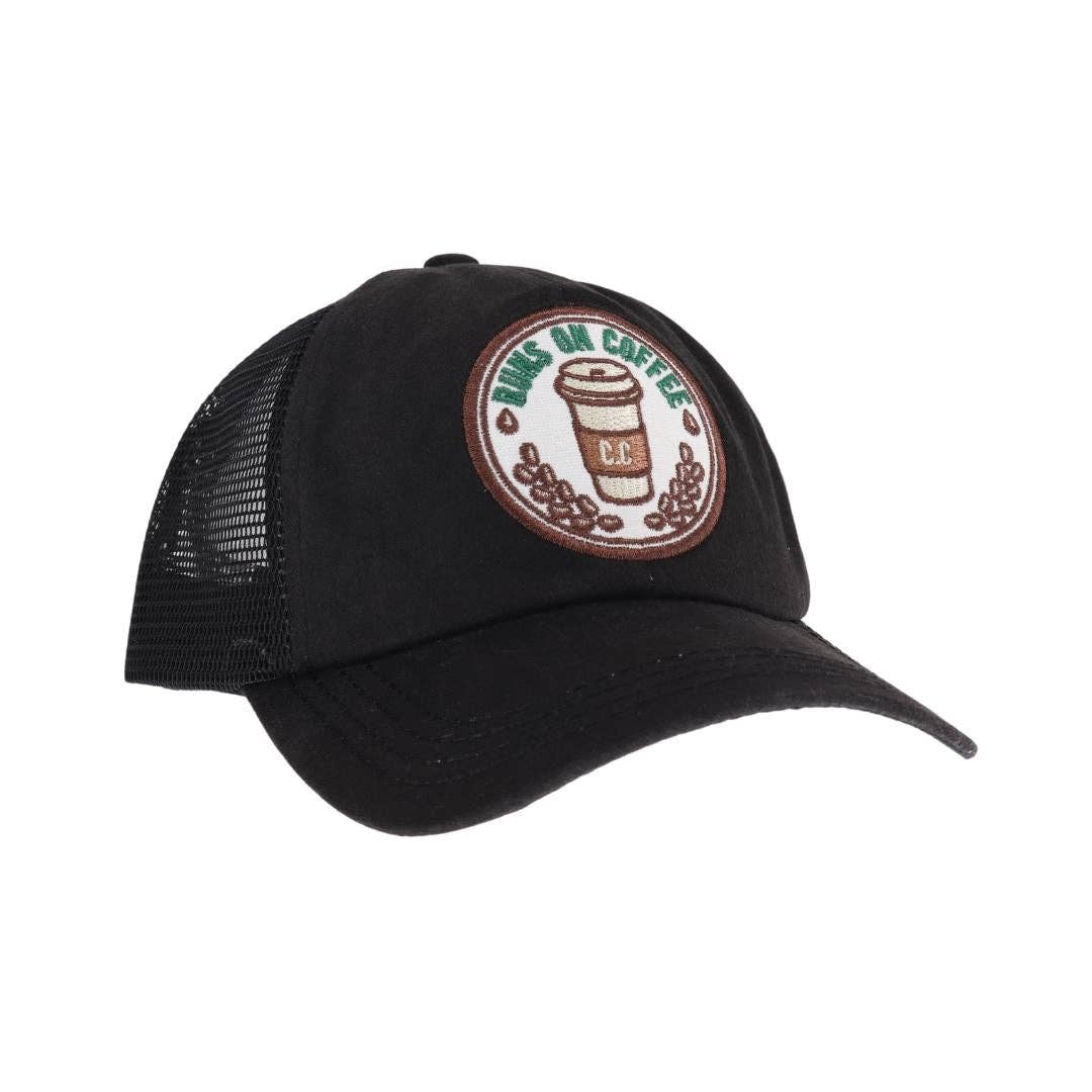 Runs on Coffee Trucker Hat – High Pony Criss Cross