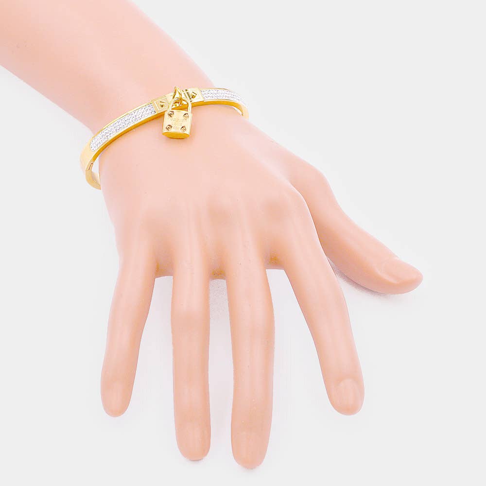 Forever Love Pavé Lock Bangle Bracelet