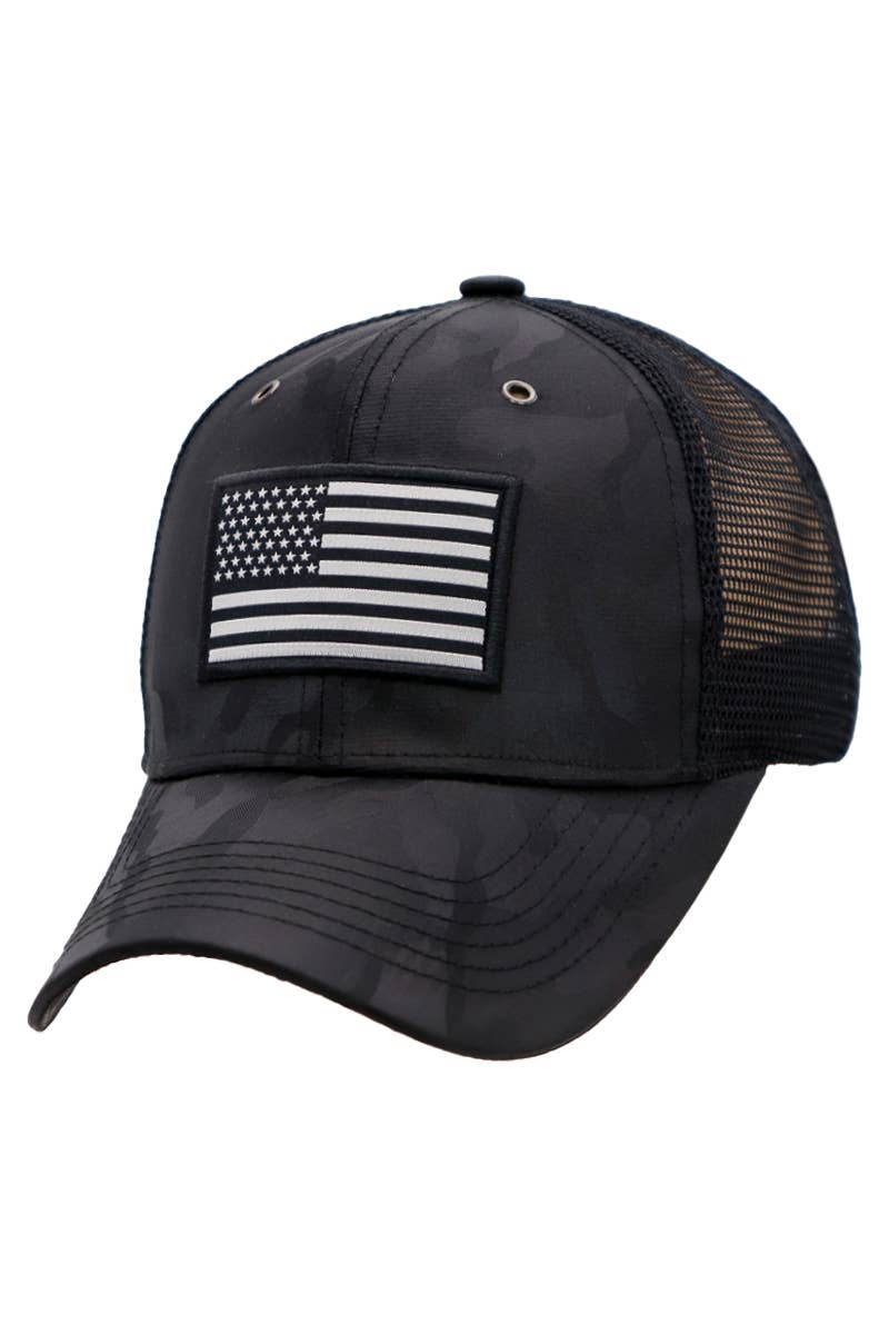 American Flag Camo Mesh Trucker Hat