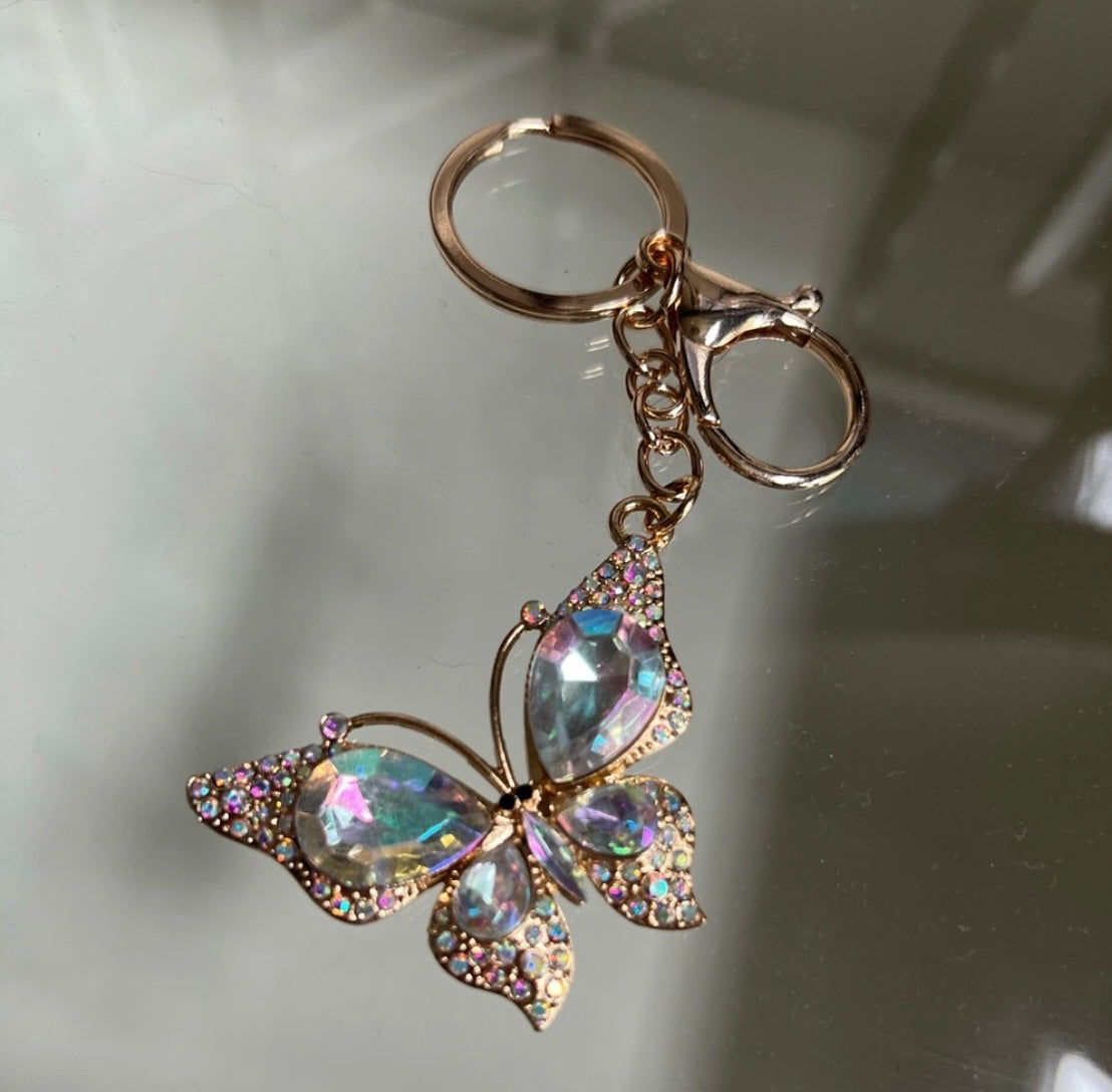 Crystal Butterfly Bag Charm – Y2K Trendy Accessory Keychain