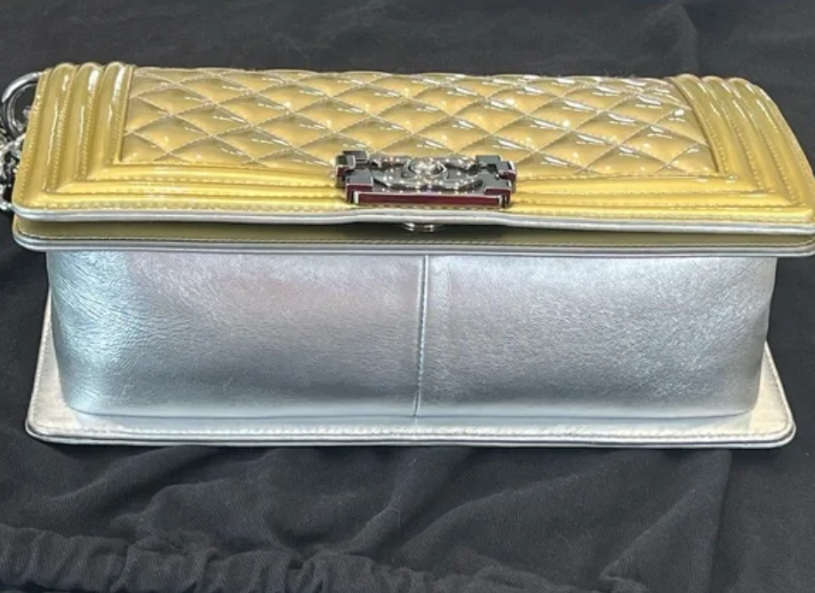 Chanel Medium Boy Bag Gold Metallic Patent RHW 19 Series