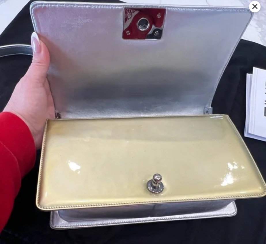 Chanel Medium Boy Bag Gold Metallic Patent RHW 19 Series
