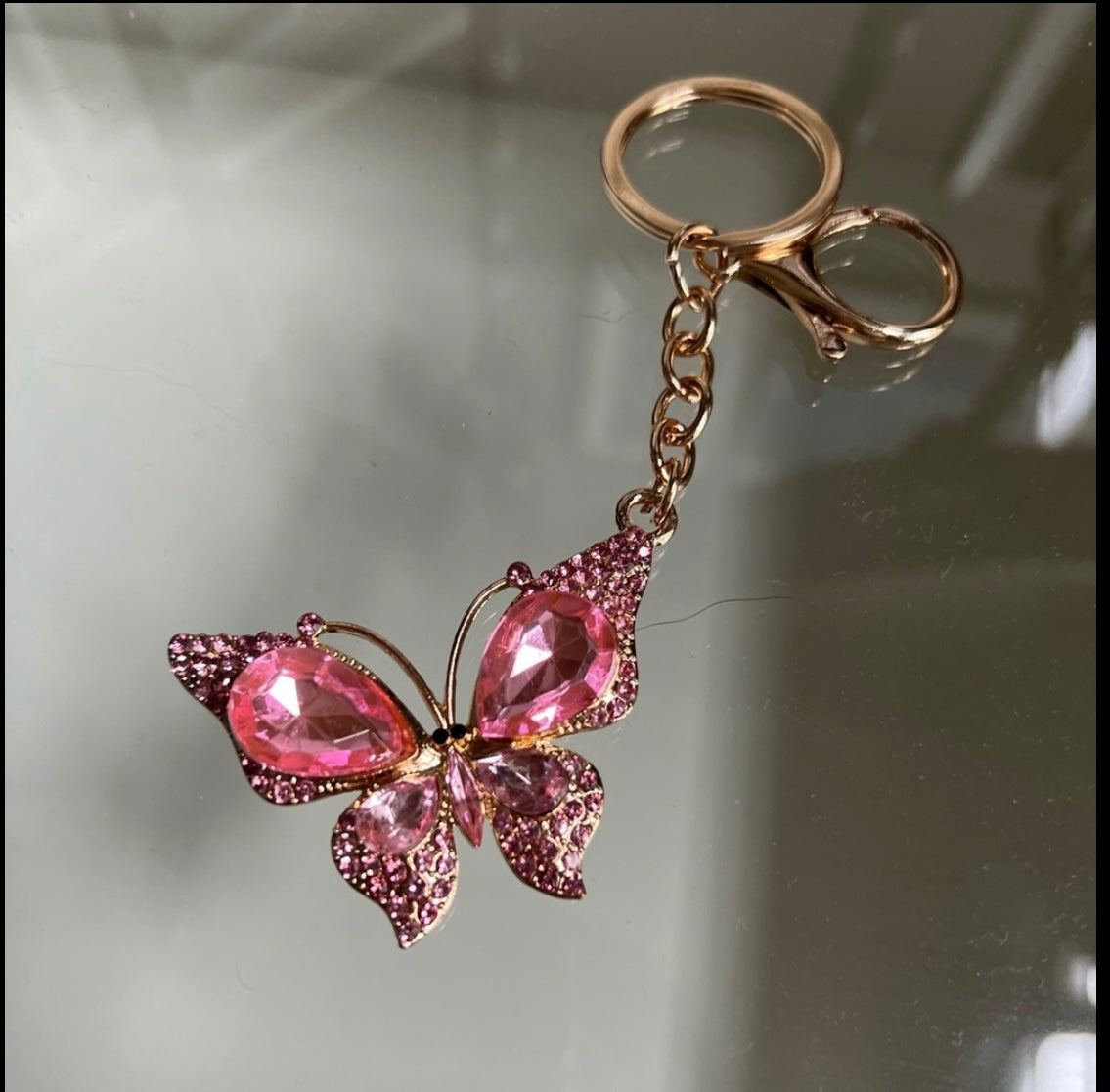 Crystal Butterfly Bag Charm – Y2K Trendy Accessory Keychain