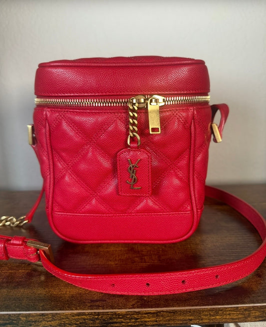 Saint Laurent 80’s Vanity Bag Rouge Eros Grain de Poudre Leather