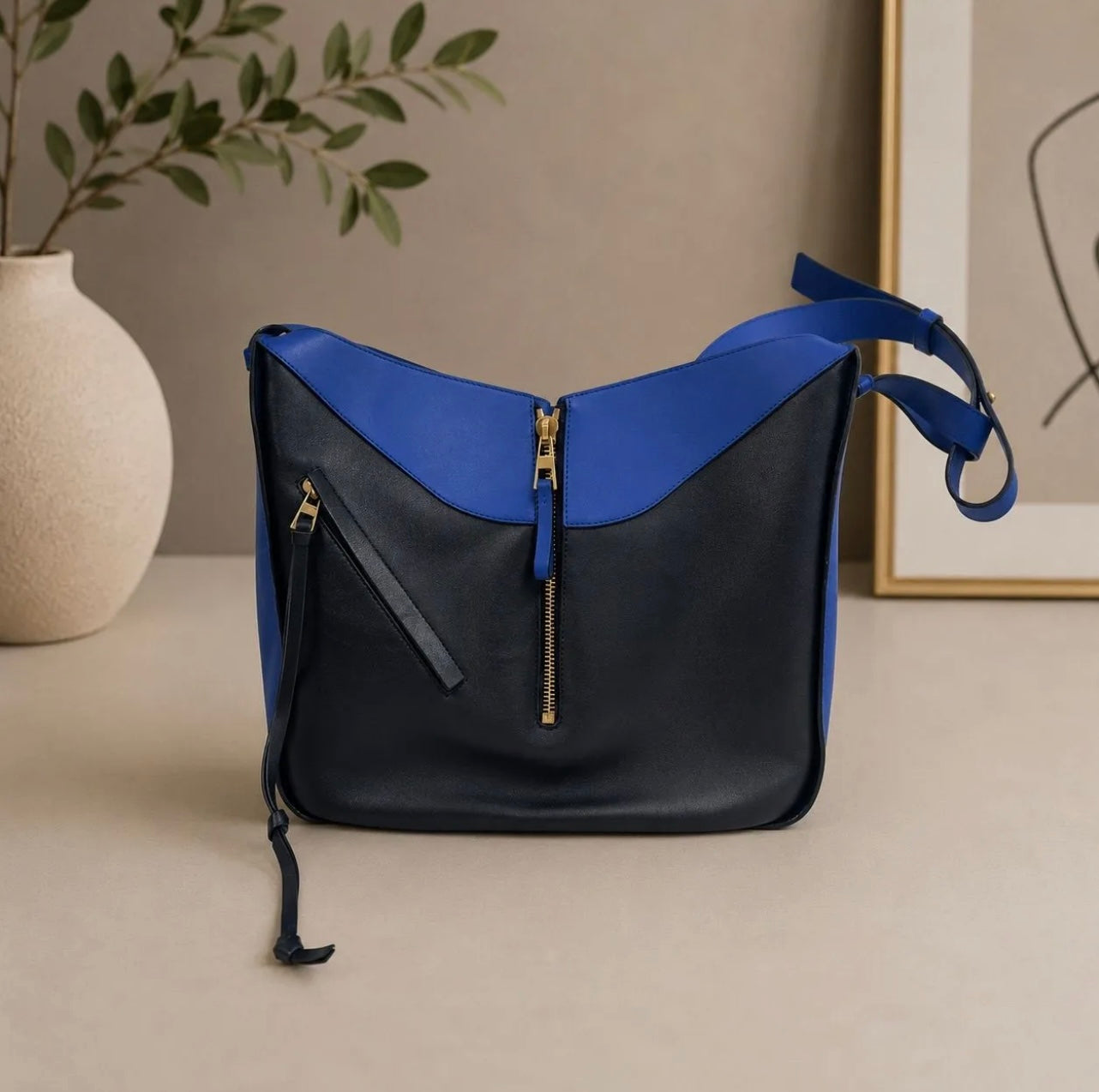 Loewe Large Hammock Bag – Midnight Blue & Electric Blue