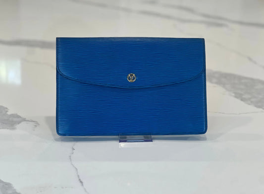 Louis Vuitton Toledo Blue Epi Leather Pochette Clutch