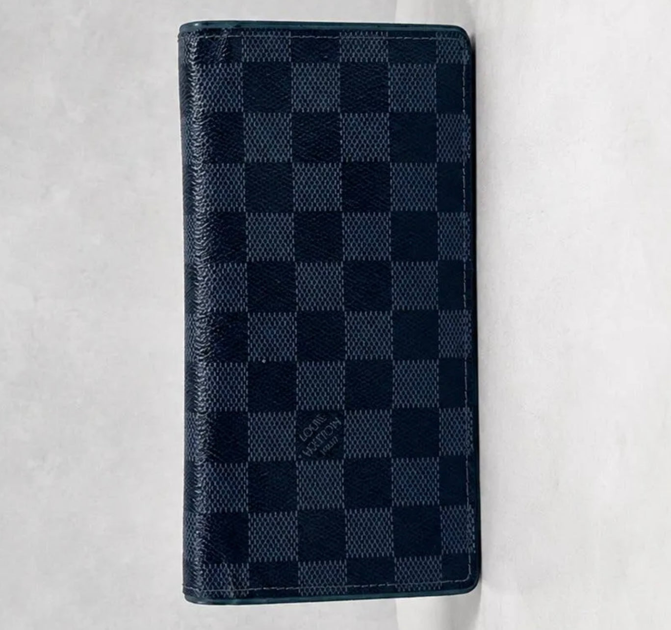 Louis Vuitton Brazza Wallet Damier Graphite – Blue Contrast Stitching