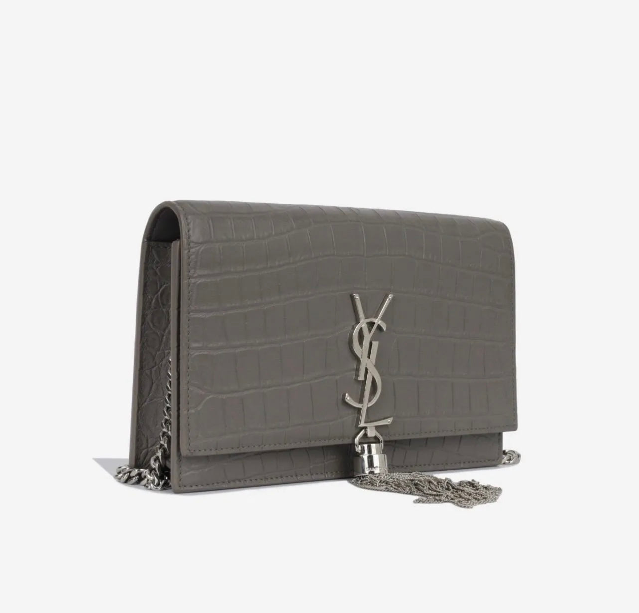 Yves Saint Laurent Kate Tassel Croc Embossed Leather Chain Bag