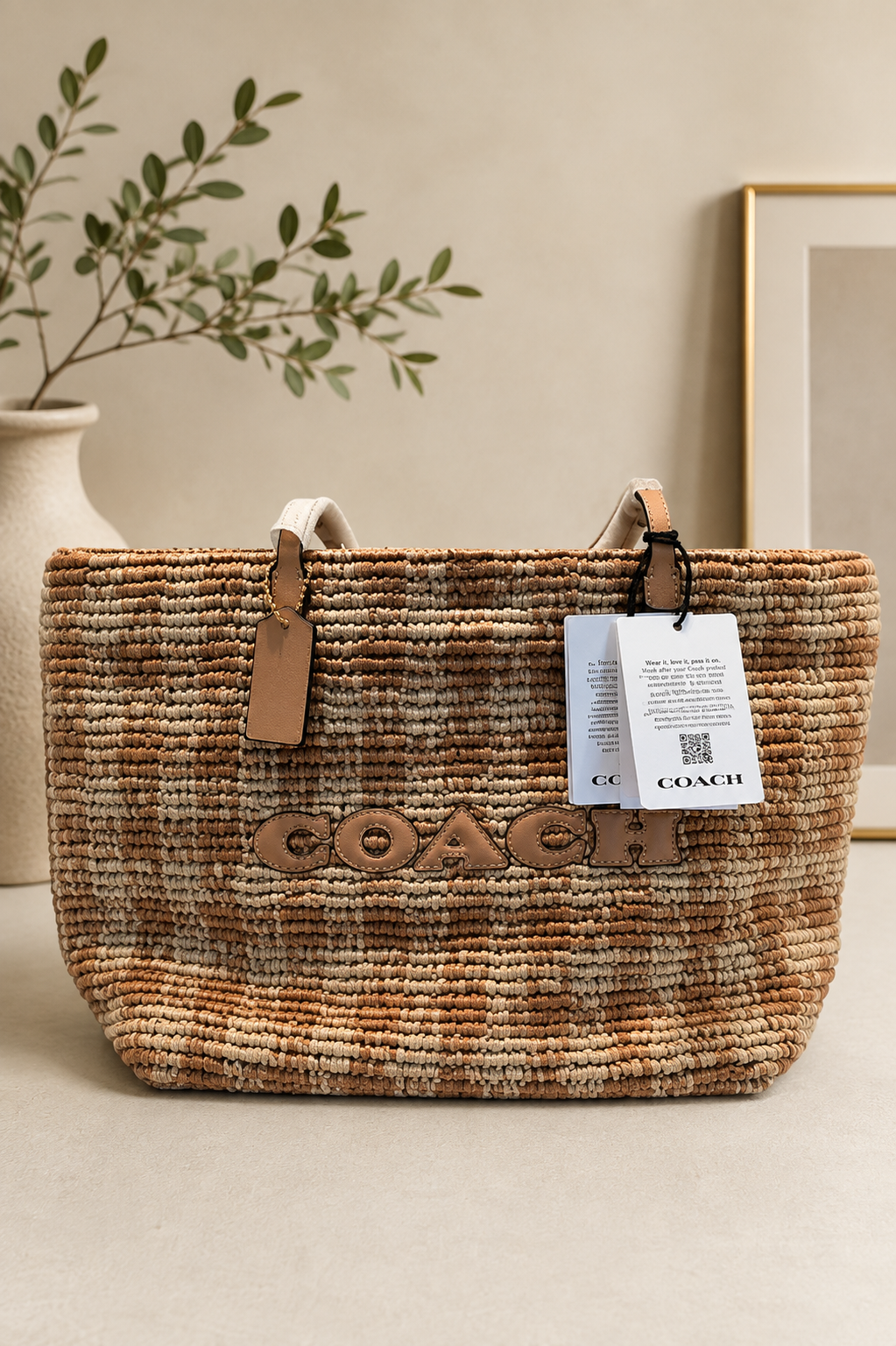 Coach Graham Straw City Tote | Tan | New With Tags