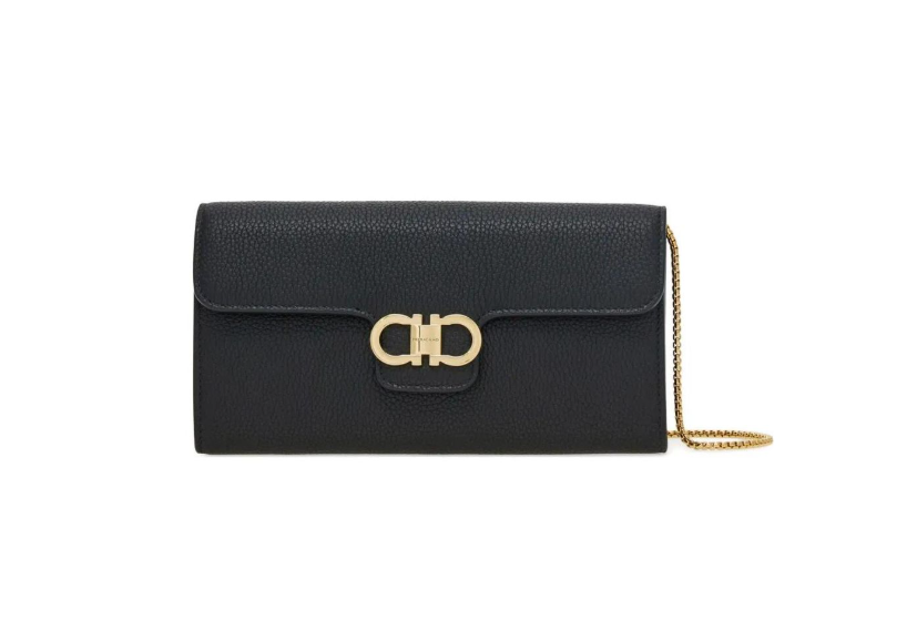 Ferragamo Gancini Continental Flap Wallet on a Chain