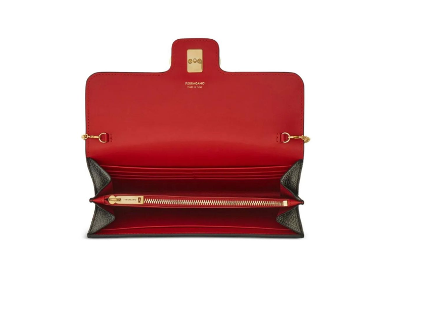 Ferragamo Gancini Continental Flap Wallet on a Chain