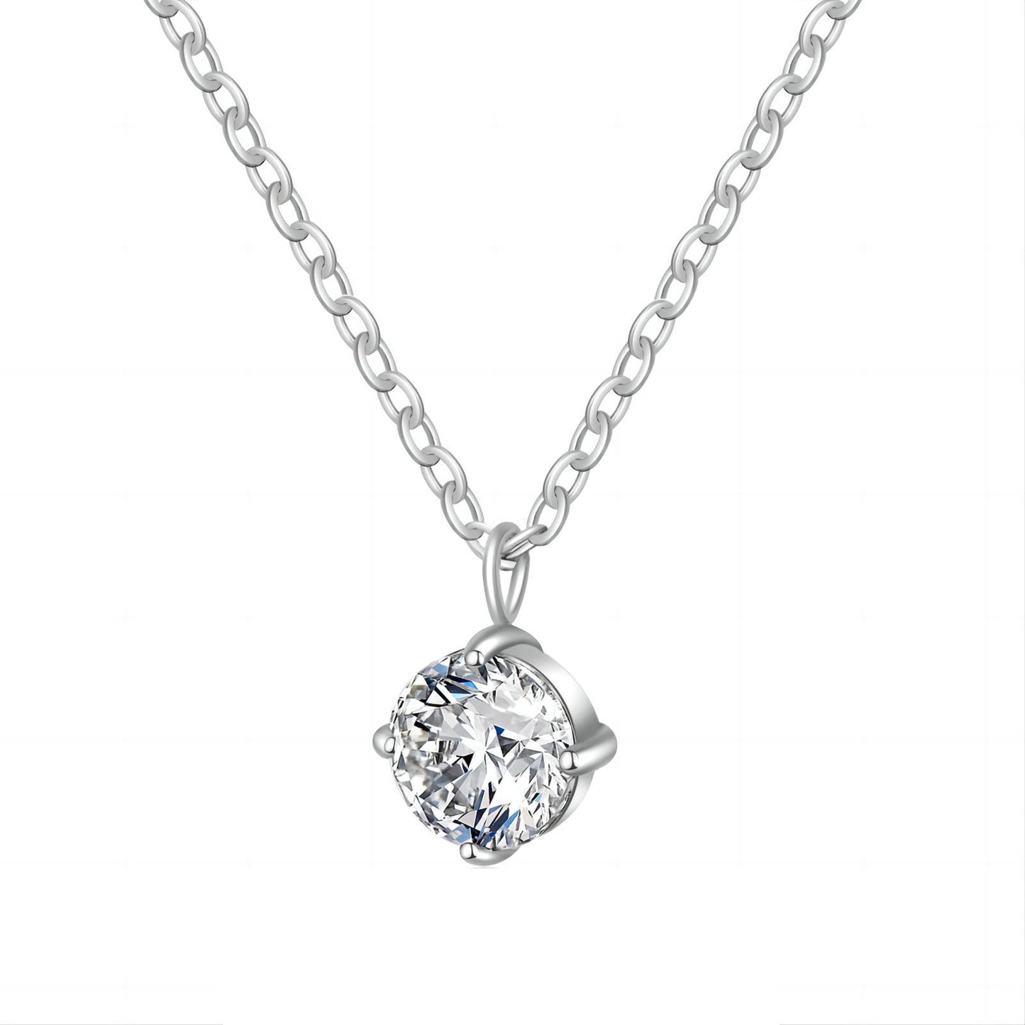 Starlit Solitaire Necklace (Silver)