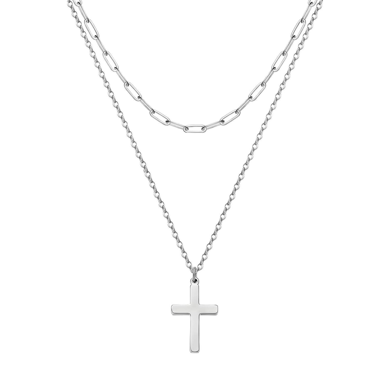 Trinity Layer Duo Necklace (Silver)
