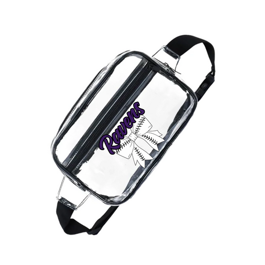 Clear Fanny Pack / Crossbody Stadium / Concert Bag - Raven Bow