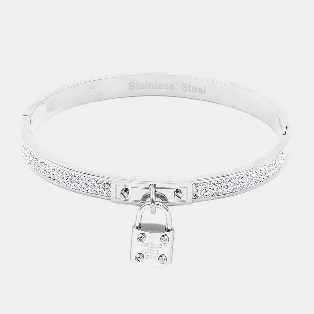 Forever Love Pavé Lock Bangle Bracelet
