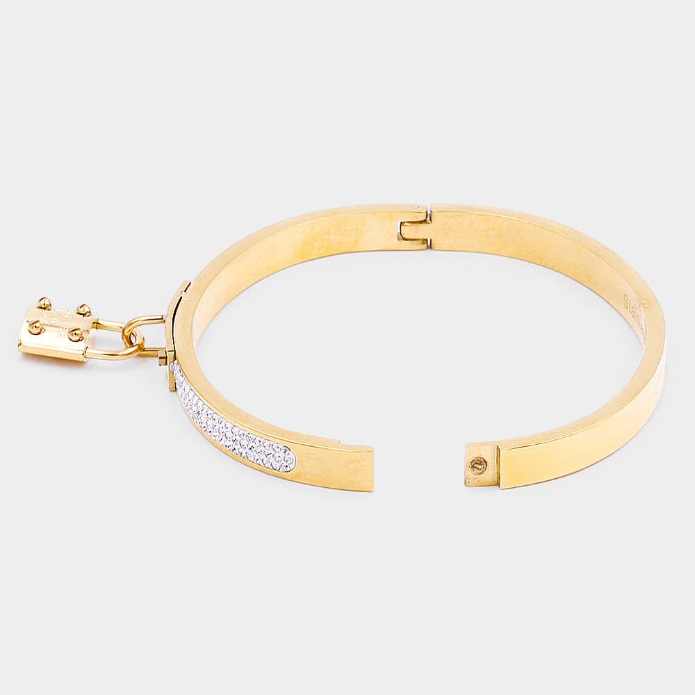 Forever Love Pavé Lock Bangle Bracelet